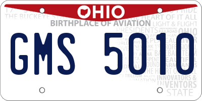 OH license plate GMS5010