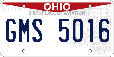 OH license plate GMS5016