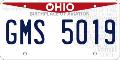 OH license plate GMS5019