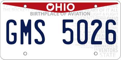 OH license plate GMS5026