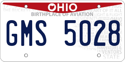 OH license plate GMS5028