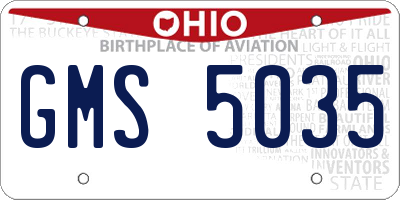 OH license plate GMS5035