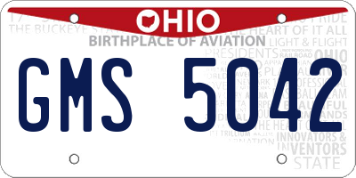 OH license plate GMS5042