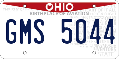 OH license plate GMS5044