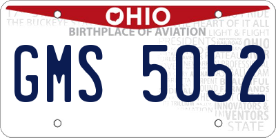 OH license plate GMS5052