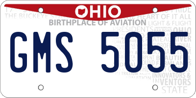 OH license plate GMS5055