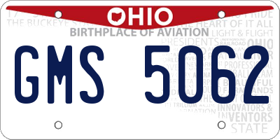 OH license plate GMS5062