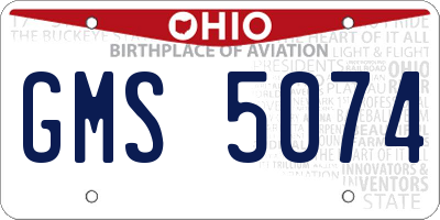 OH license plate GMS5074