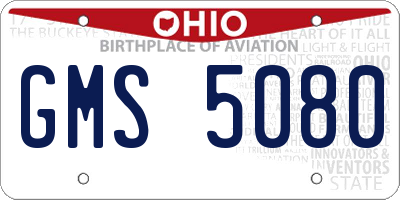 OH license plate GMS5080