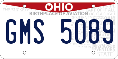 OH license plate GMS5089