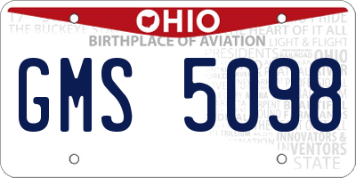 OH license plate GMS5098