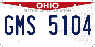 OH license plate GMS5104