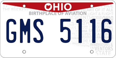 OH license plate GMS5116