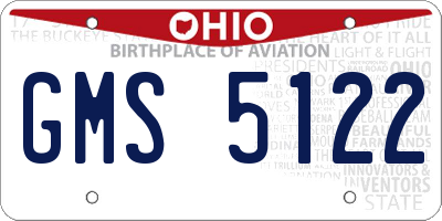 OH license plate GMS5122