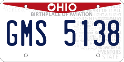 OH license plate GMS5138