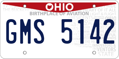 OH license plate GMS5142