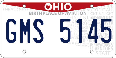 OH license plate GMS5145