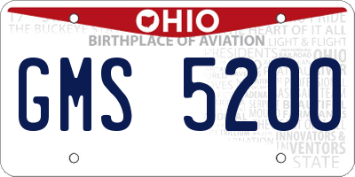 OH license plate GMS5200