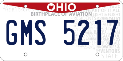 OH license plate GMS5217