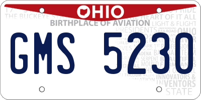 OH license plate GMS5230