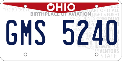 OH license plate GMS5240