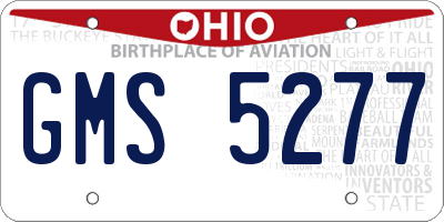 OH license plate GMS5277