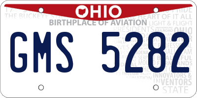 OH license plate GMS5282