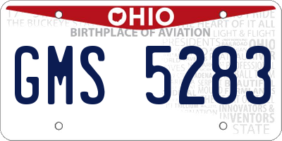 OH license plate GMS5283