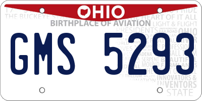 OH license plate GMS5293