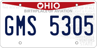 OH license plate GMS5305