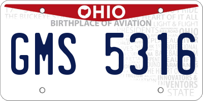 OH license plate GMS5316
