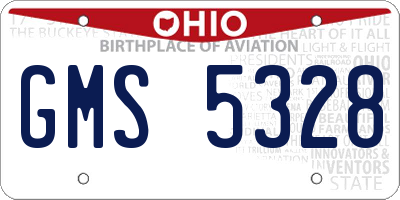 OH license plate GMS5328
