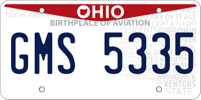 OH license plate GMS5335