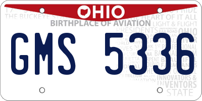 OH license plate GMS5336