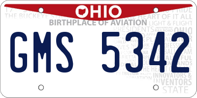 OH license plate GMS5342