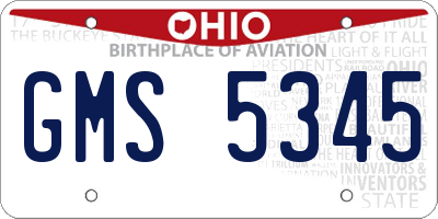 OH license plate GMS5345