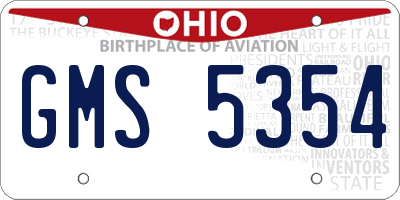 OH license plate GMS5354