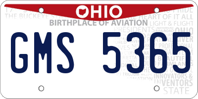 OH license plate GMS5365