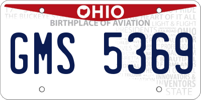 OH license plate GMS5369