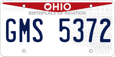 OH license plate GMS5372