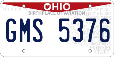 OH license plate GMS5376