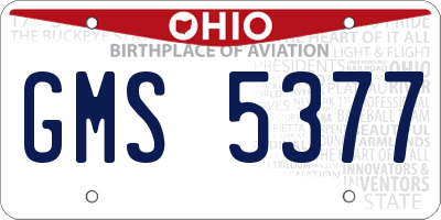 OH license plate GMS5377