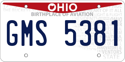 OH license plate GMS5381