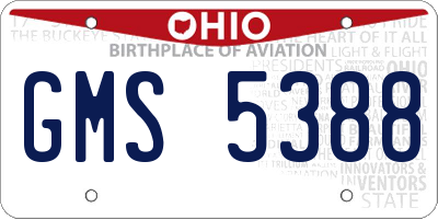 OH license plate GMS5388