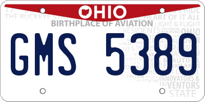 OH license plate GMS5389