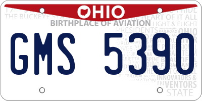 OH license plate GMS5390