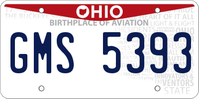 OH license plate GMS5393