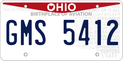 OH license plate GMS5412