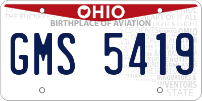 OH license plate GMS5419