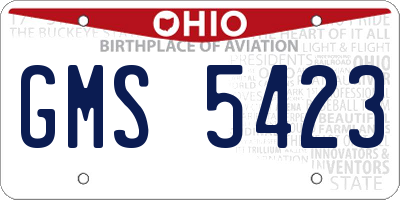 OH license plate GMS5423